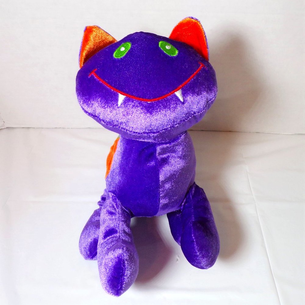 Purple Halloween Cat Plush Pumpkin Patch 11" Feline Stuffed Animal Toy
